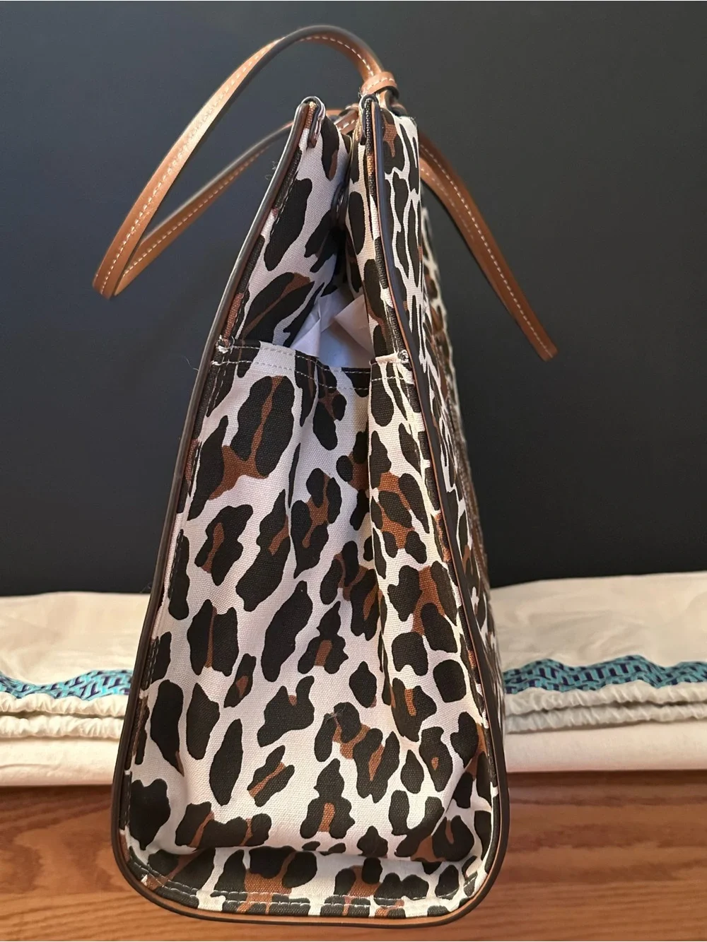 Tory Burch Ella Leopard Canvas Tote Large